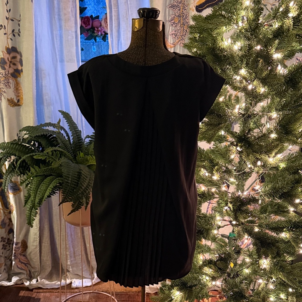 Chic Black Pleated Blouse